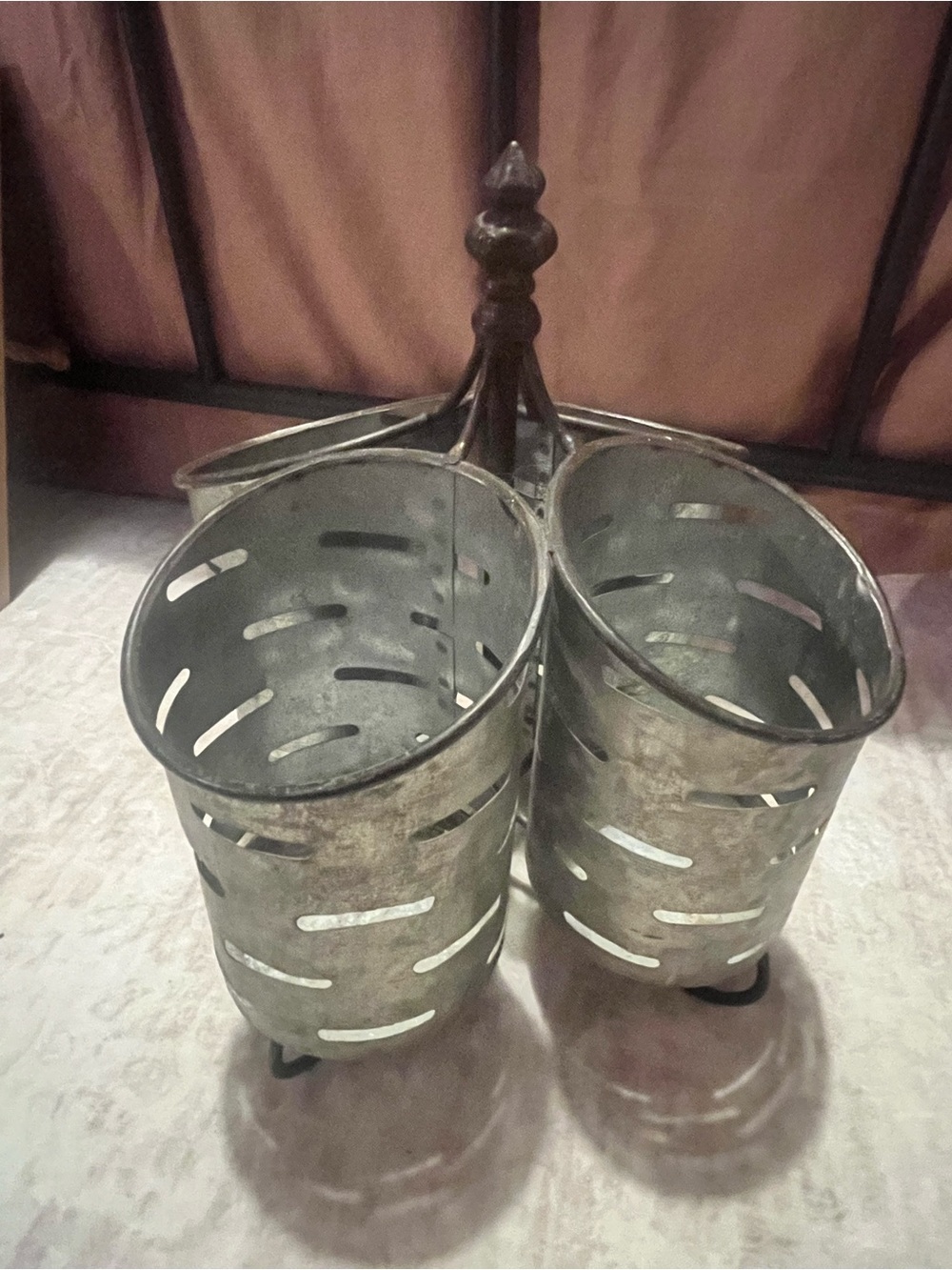 Galvanized flatware caddy